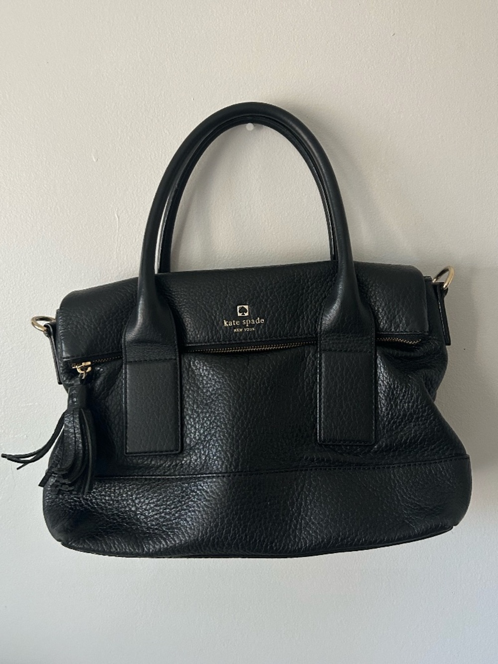 Kate Spade Black Pebbled Leather Satchel | Orig $450+ | Dust Bag Incl.